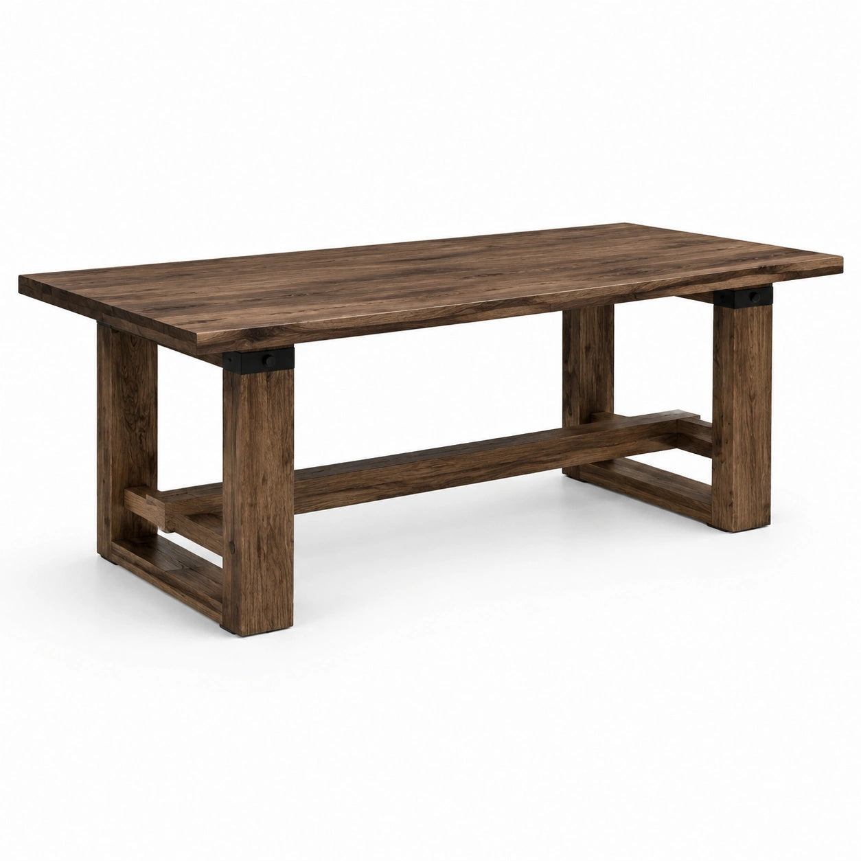 Esstisch aus Holz im Industriestil, Dunkelbraun/Schwarz, 180 × 90 × 76 cm