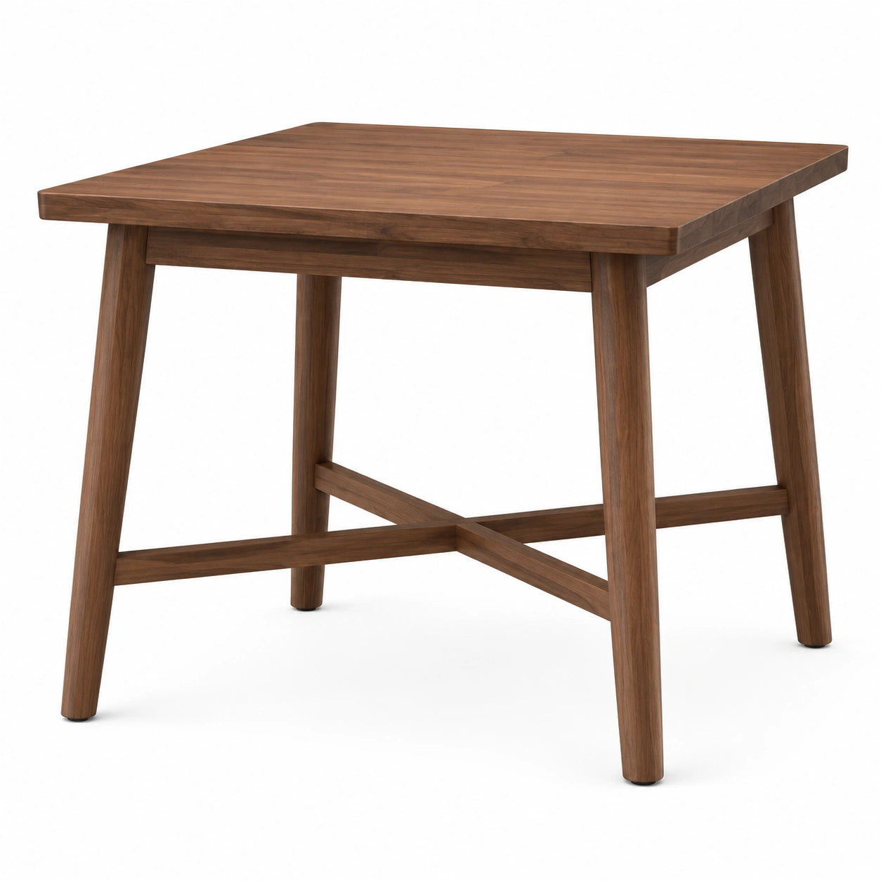 Quadratischer Esstisch aus Holz mit Kreuzverstrebung, 90 × 90 × 75 cm, Dunkelbraun