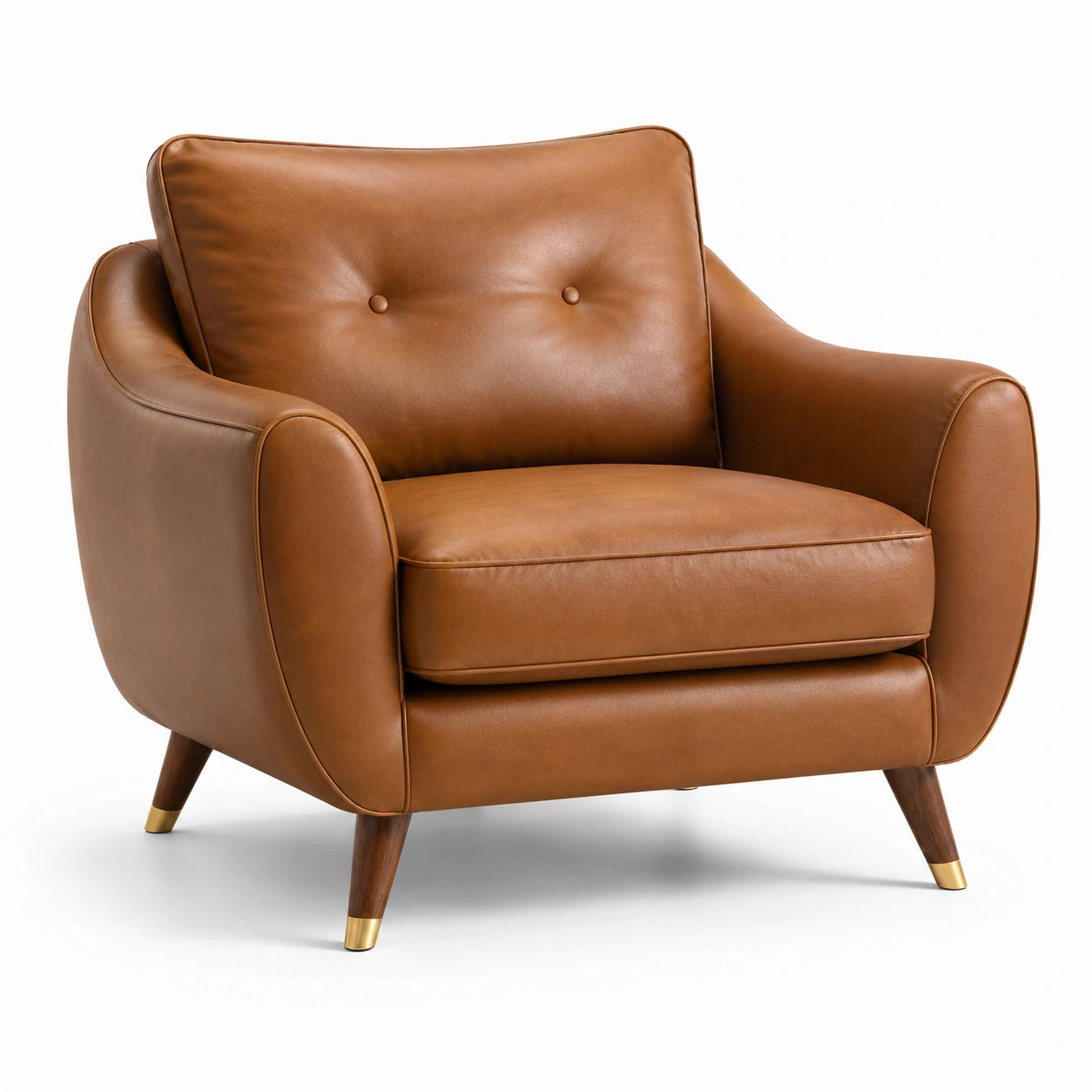 Gepolsterter Retro-Sessel aus Kunstleder in Cognacbraun, 112 × 92 × 88 cm