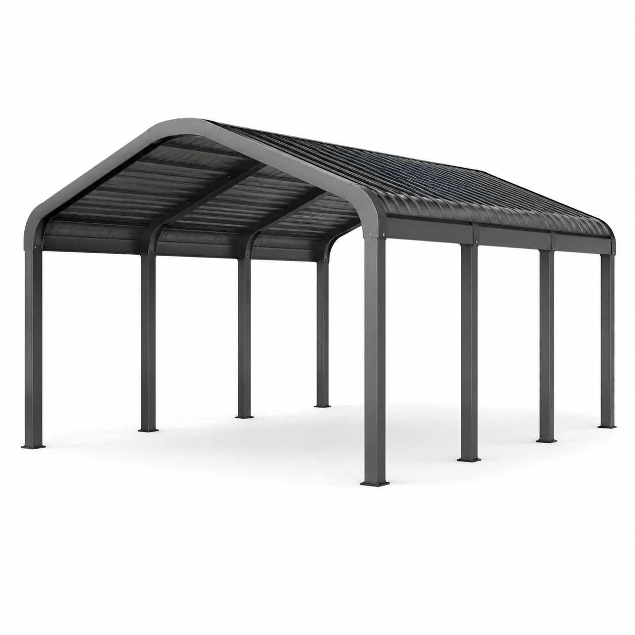 Gartenpavillon aus Metall mit festem Lamellendach, Anthrazit, 600 × 300 × 270 cm