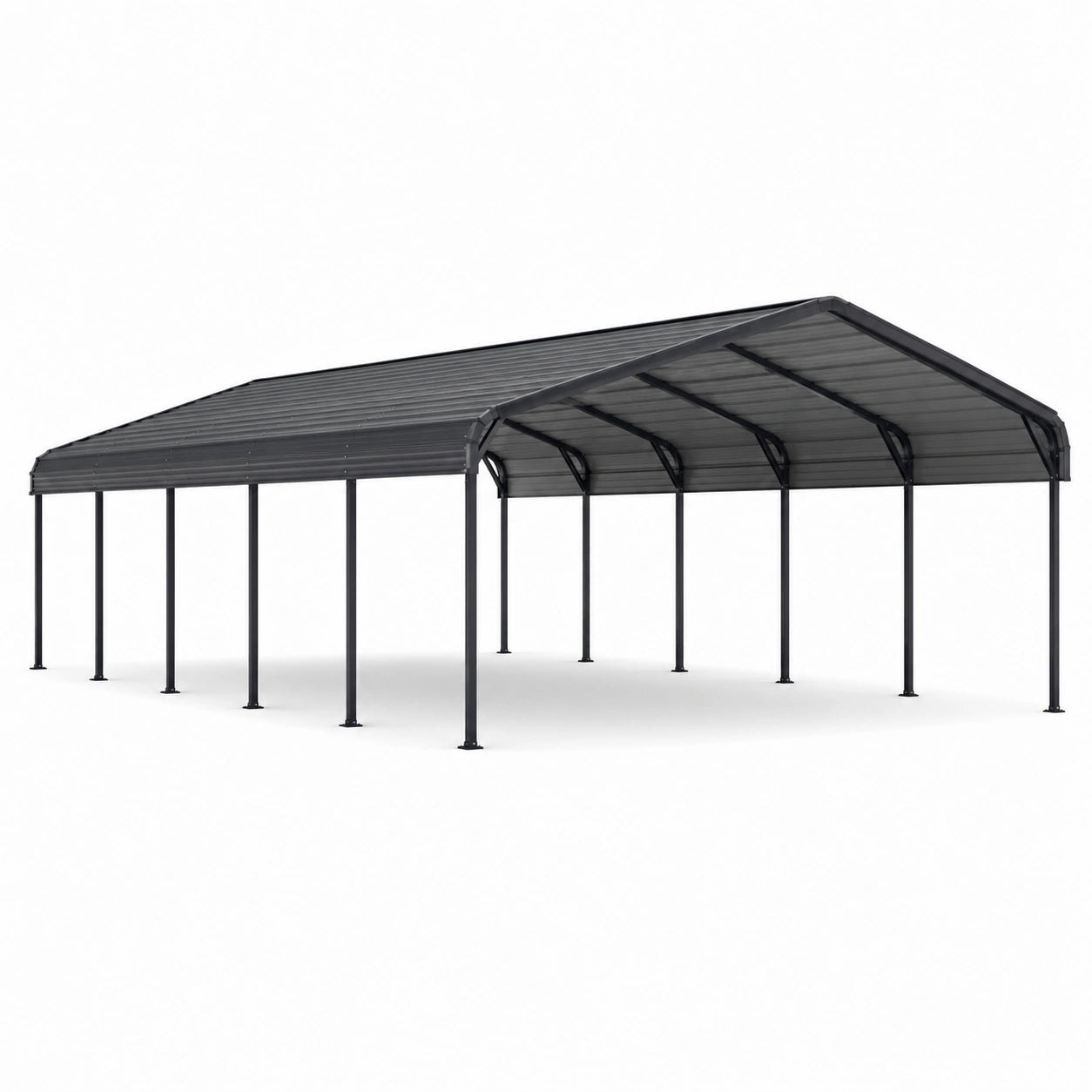 Freistehender Doppelcarport aus Stahl mit Satteldach, 600 × 600 × 300 cm, Anthrazit