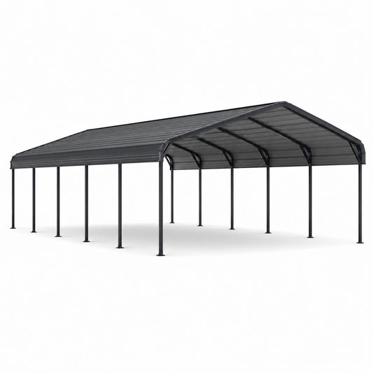 Freistehender Doppelcarport aus Stahl mit Satteldach, 600 × 600 × 300 cm, Anthrazit