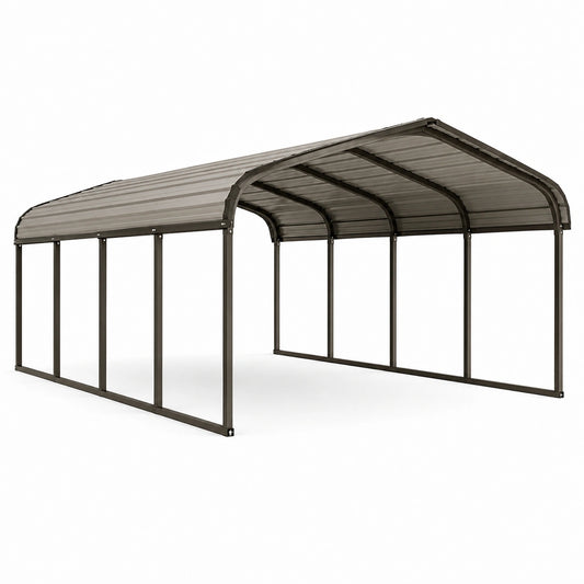 Doppelcarport mit Bogendach aus Stahl, Anthrazit, 600 × 600 × 270 cm