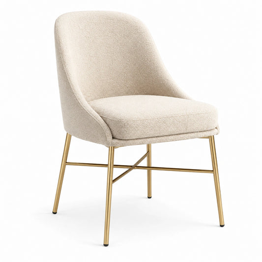 Moderner gepolsterter Esszimmerstuhl 58 × 60 × 82 cm in Creme mit goldfarbenem Metallgestell