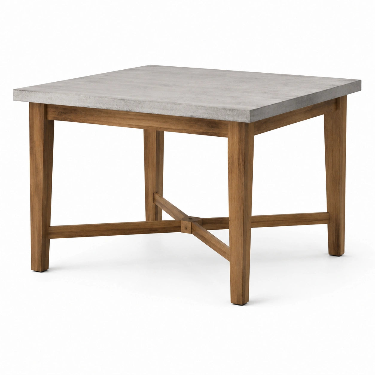 Quadratischer Esstisch 91 × 91 × 91 cm, Grau und Braun, Holzgestell mit Betonoptik