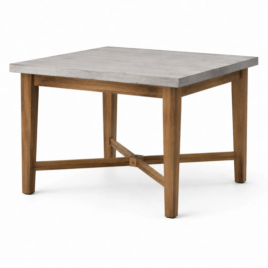 Quadratischer Esstisch 91 × 91 × 91 cm, Grau und Braun, Holzgestell mit Betonoptik